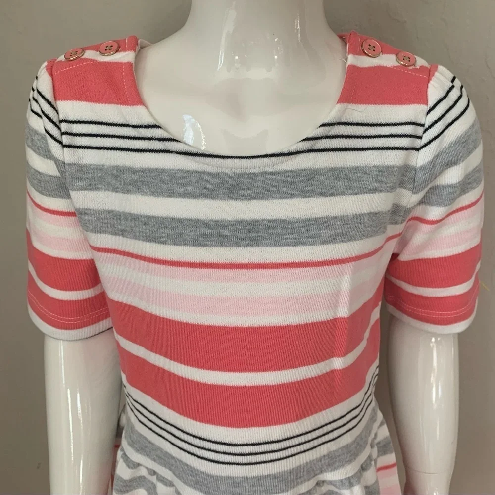 NWT GYMBOREE “Kitty In Pink” Cotton Knit Striped Dress Short Sleeves Casual Sz 6